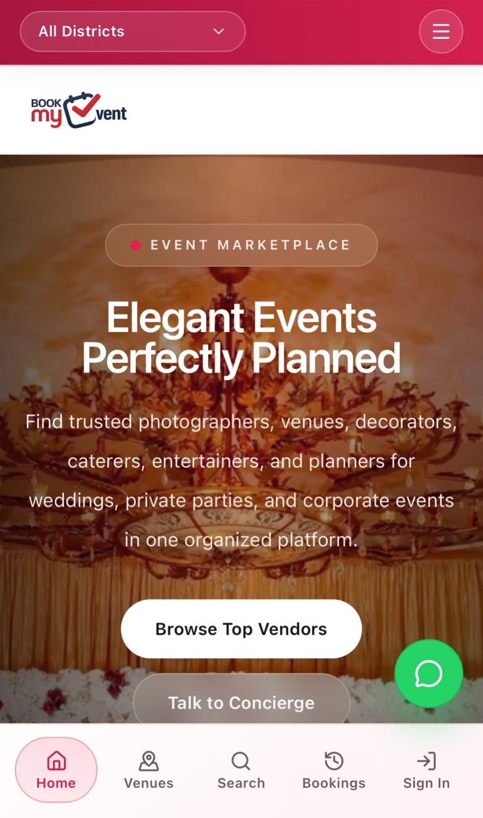 BookMyEvent mobile preview